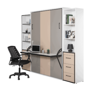 Lit escamotable vertical 2 places avec bureau