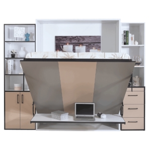 Lit escamotable vertical 2 places avec bureau