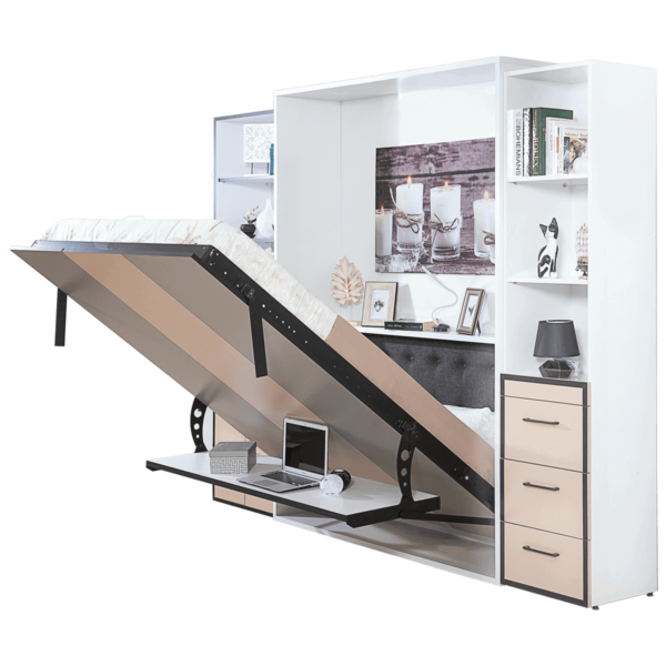 Lit escamotable vertical 2 places avec bureau