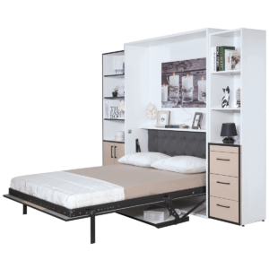 Lit escamotable vertical 2 places avec bureau