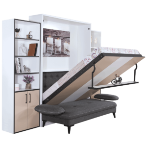 Lit escamotable vertical 2 places avec canapé