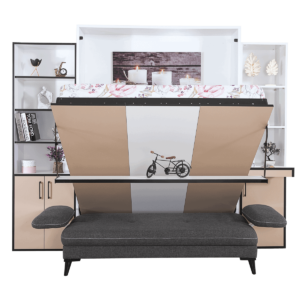 Lit escamotable vertical 2 places avec canapé